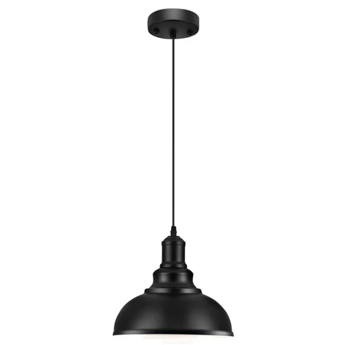 LOEHINLE Pendant Lighting Vintage Industrial Fixtures, Black Metal Farmhouse Lights, Ceiling Lamp for Kitchen Home Island Dining Room Bedroom, 11.4 inches
