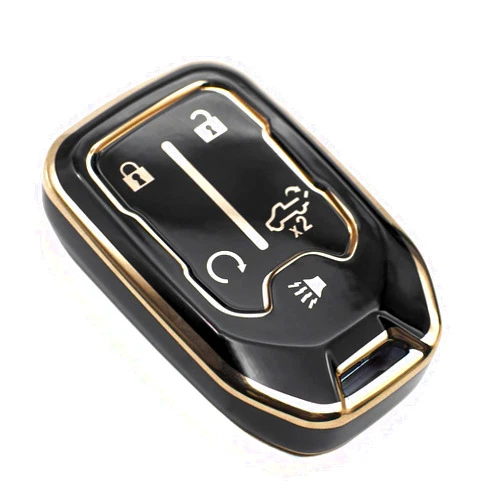 FEYOUN Key Fob Cover Compatible with Chevy Chevrolet Silverado GMC Sierra 1500 2500 3500 HD Limited Smart 5 Buttons TPU Remote Keyless Key Fob Case Protection Shell Accessories, Black