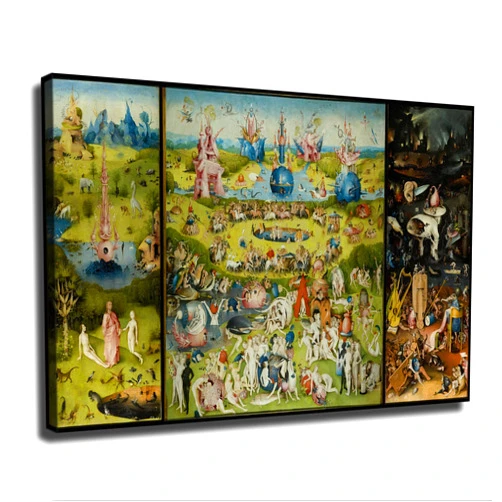 EsaSam The Garden Of Earthly Delights By Hieronymus Bosch Religious Canvas Art Poster Modern Wall Art Picture Print Family Bedroom Decor Painting (12×18inch-Framed)