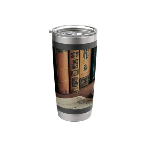 Books and Coffee Vintage Library Old Design Books Coffee And Flowers Vintage Library Lovers Stainless Steel Insulated Tumbler
