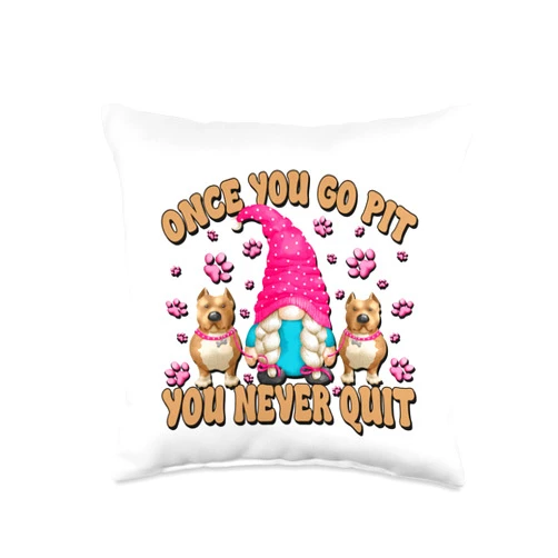 Funny Gnome Stuff Pitbull Mom Gifts For Dog Lover Pitbull Mom Gnome Pittie Graphic For Women Funny Saying Throw Pillow