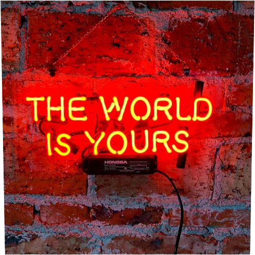 CAICAIDUO Neon Signs for Wall Decor The World is Yours Red Neon Sign Art Decorative Neon Lights for Bedroom, Kids Room,Girls, Beer Bar, Wedding, Party,Christmas Signs