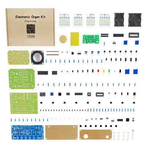 Yidab Soldering Practice Kit 5in1 DIY Electronic Organ 8-People Responder Power Indicator Light Power Amplifier Infrared Reversing Radar Plug-in Circuit Learn Soldering Kit for Beginners (13DZQ5-1)