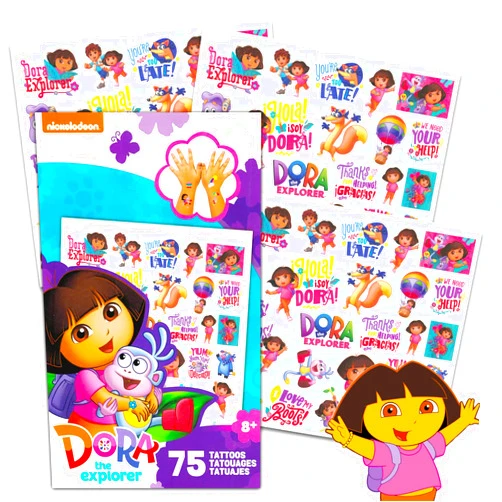 Dora the Explorer Temporary Tattoos Set ~ 75 Dora Tattoos Party Favors for Kids Girls Boys