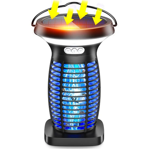 PhatroyYee Solar Bug Zapper Outdoor, 3-in-1 Mosquito Zapper Outdoor Solar Powered, Cordless Electric Bug Zapper Indoor with Night Light, Waterproof Fly Zapper for Patio Backyard Home Kitchen Camping