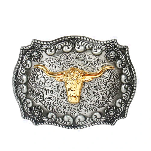 HUABOLA CALYN Long Horn Bull Western Belt Buckle