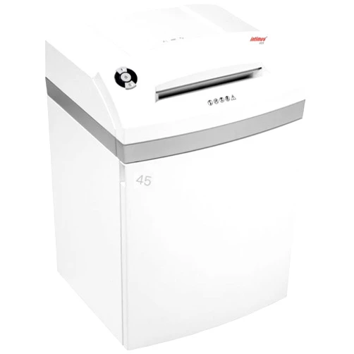 Intimus 278294S1 Model 45CC6 High Security Paper Shredder, 5-6 Sheet Capacity, Low Noise Level, Auto Reverse Function, Illuminated Indicators, Mounted on Rollers for Flexible Use
