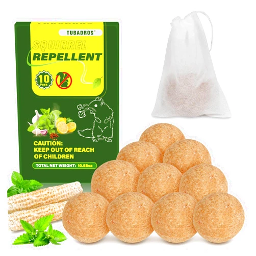 Tubadros Squirrel Repellent, 10Pcs Peppermint Oil to Repel Squirrel, Squirrel Repellent for Cars, Garden, Indoor Use