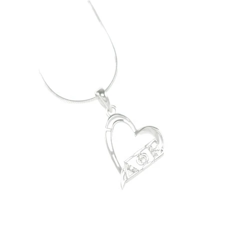 The Collegiate Standard Delta Phi Epsilon Heart Pendant with simulated diamonds