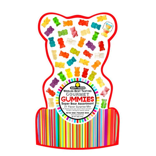 Happy Yummies Worlds Best Tasting Gourmet Gummies 21 Flavor Super bear Assortment 16oz
