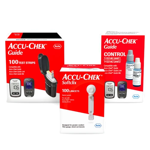 Accu-Chek Softclix Diabetes Blood Sugar Test Kit for Diabetic Glucose Monitoring: 100 Softclix Lancets, 100 Guide Test Strips, and Control Solution (Packaging May Vary)