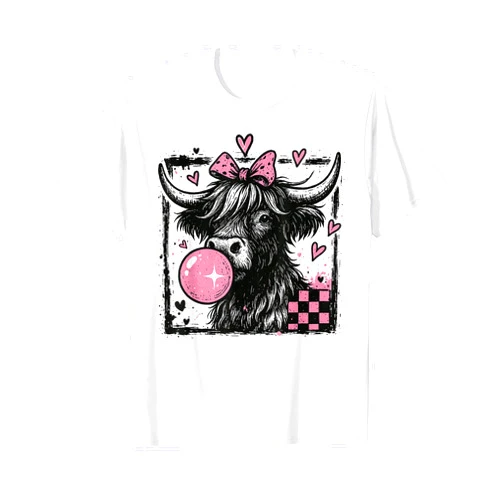 Romantic Cow Valentine Scottish Highland Cattle Funny Valentine Highland Cow Valentine's Day Cows Lover Cute T-Shirt