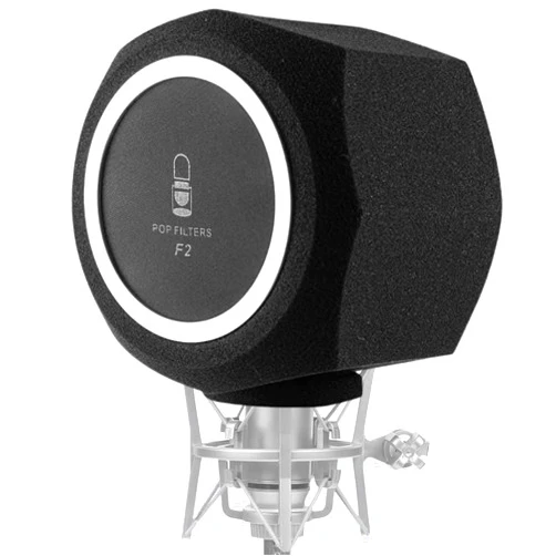 Lancisism Microphone Pop Filter, Professional Mic Windscreen, Thick Wind Shield Acoustic Filter for 45mm-60mm Recording Studios Microphones, Sound-Absorbing Foam that Reduces Noise and Reflections (Oct Black)