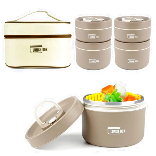 Keweis Bento Box Adult Lunch Box Set, Portable Insulated Lunch Containers with Thermal Bag, Stackable Stainless Steel Leakproof Food Containers for Adults Teens Kids, Set of 4, 68 Oz