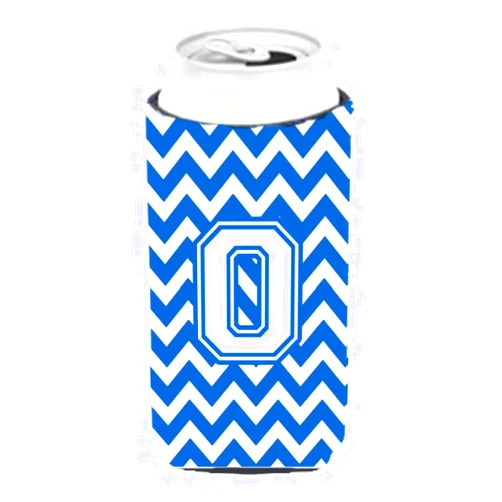 Caroline's Treasures CJ1045-OTBC Letter O Chevron Blue and White Tall Boy Hugger Can Cooler Sleeve Hugger Machine Washable Drink Sleeve Hugger Collapsible Insulator Beverage Insulated Holder