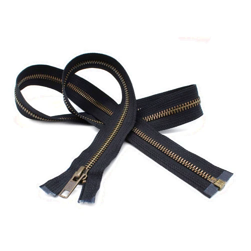 YKK- Jacket Zippers 5 Antique Brass- Metal Teeth Separating for Crafter's Special Color Black #580 Made in USA -Custom Length (25 inches)