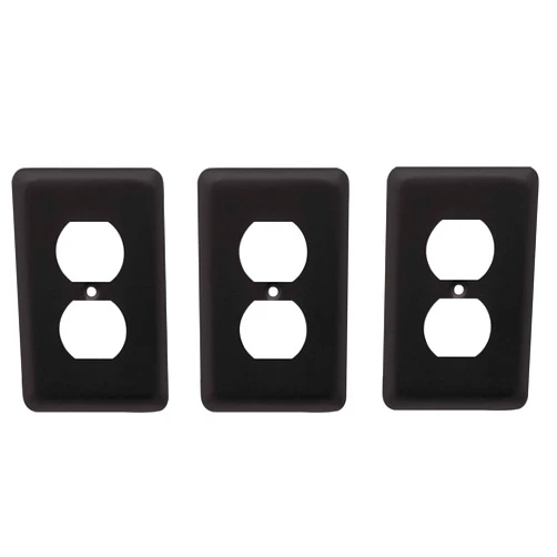 Franklin Brass W10249-FB-C Stamped Round Single Duplex Wall Plate/Switch Plate/Cover, Flat Black (Pack of 3)