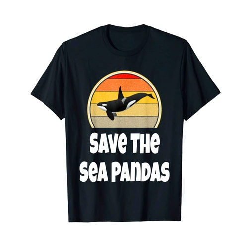 Retro Orca Whale Shirt Funny Orca Whale Shirt Ocean Sea Gift Save The Sea Pandas T-Shirt