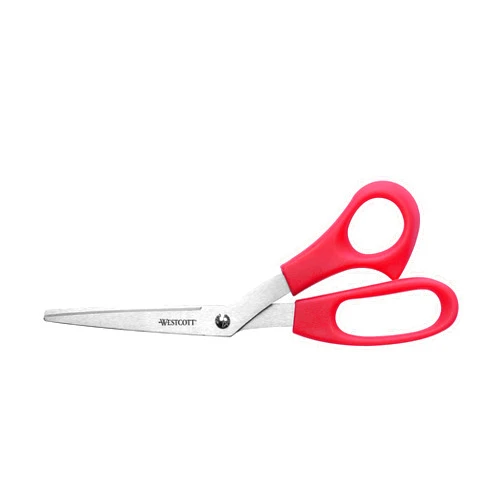 Westcott 8-Inch Stainless Steel Bent Scissors for Home and Office, Red