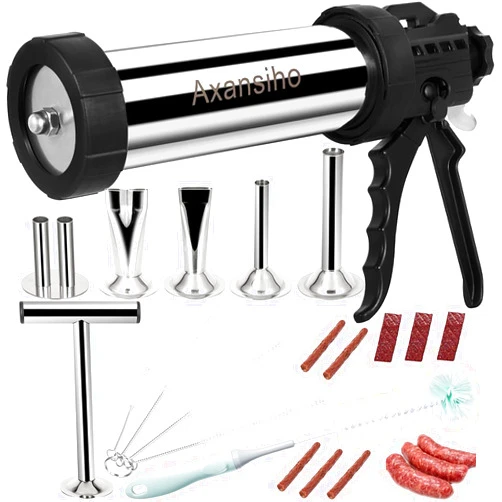 Pousutong Large Capacity Jerky Gun Kits, Jerky Cannon, Stainless Steel Jerky Marker, Jerky Shooter, Meat Gun, Beef Deer Jerky Making Gun Kit, Gift for Women Men