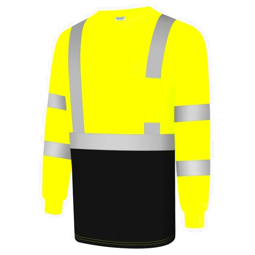 Uno Mejor High Visibility Shirts for Men Class 3 Hi Vis Reflective Safety Construction Shirts for Men Women, Long Sleeve Work Shirts with Black Bottom, Meet ANSI, Breathable, Yellow L