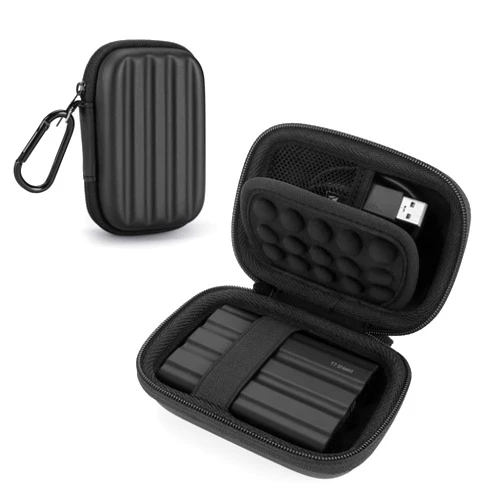 YINKE Case Compatible with Samsung T7 Shield/ T9 / T7 Touch Portable SSD USB 3.2 1TB, 2TB, 500GB, Hard EVA Portable Travel Storage Protective Cover (Black)