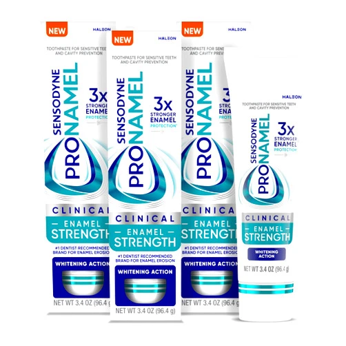 Sensodyne Pronamel Clinical Enamel Strengthening Toothpaste, Whitening Action, 3.4 oz (3 Pack)