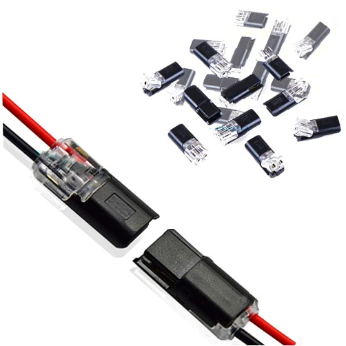 DASSIO Double-Wire Plug-in Connector with Locking Buckle,2 Pin Low Voltage Universal Compact Wire I Type Wire Connectors,Quick Splice Cable Connector (10pcs)