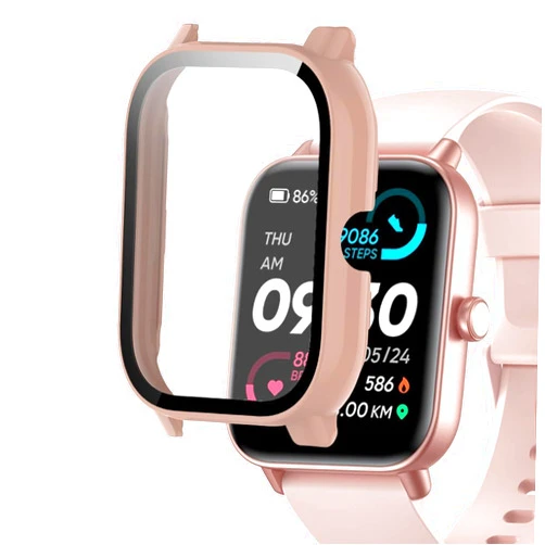 Smaate Watch Cases compatible with IDW19 1.8” MILOUZ aeac KALINCO Quican Hoowel Fitpolo Veryfit Smart Watch, Hard PC Case with Tempered Glass Screen Protector