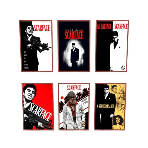 GaVik Scarface Poster Tony Montana Classic Movie Posters for Room Aesthetic Print Set of 6 Wall Art for Living Room Bedroom Decor 8 in x12 in Unframed