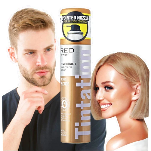 Red by Kiss Tintation Temporary Hair Color Spray, Instant Gray Root Touch Up Coverage, Water-Resistant & Smudge-Proof, Easy Wash Out, Barber & Hairline Touch-Up, Quick-Dry (Blonde, 2.82 oz)