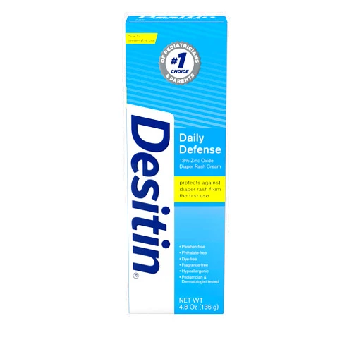 Desitin Daily Defense Baby Diaper Rash Cream with Zinc Oxide to Treat, Relieve & Prevent diaper rash, Hypoallergenic, Dye-, Phthalate- & Paraben-Free, 4.8 oz