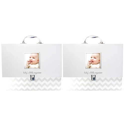 Pearhead Baby Document Organizer, Briefcase File Keeper to Store Baby's Records, Makes Great Gift for New Parents or Addition to Baby Shower Registry, Gray Chevron (Pack of 2)