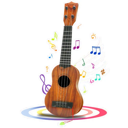 QDH Kids Toy Ukulele, Kids Guitar Musical Toy,17 Inch 4 Steel Strings, with Pick, Kids Play Early Educational Learning Musical Instrument Gift for Preschool Children, Ages 3-6(Wooden Color) (17inch)