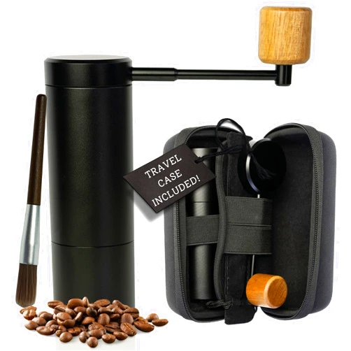 Whitney Standard Manual Coffee Grinder | Coffee Gift Set | 6 Star Conical Burr Coffee Grinder with Adjustable Settings | Coffee Bean Grinder with Travel Case | Portable Hand Coffee Grinder