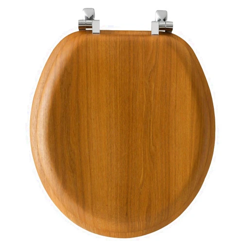 Bemis Round Toilet Seat Oak Chrome Hinges
