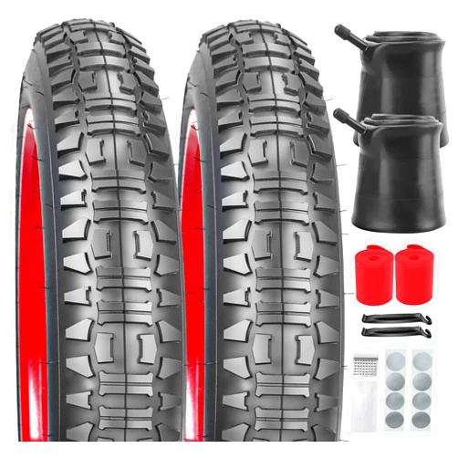 SIMEIQI 2 Pack 20x4.0 26x4.0 Inch Fat Bike Tires and Tubes Bicycle Tyres Replacement Tires for Mountain Snow All Terrian Trail Urban Bicycle Tricycle with Strips Gluless Patches