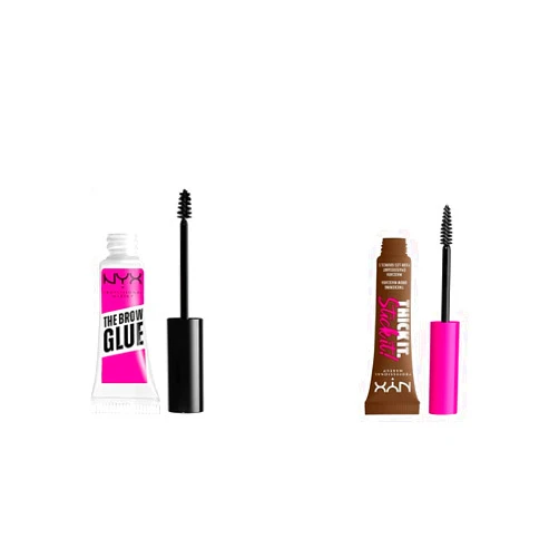 NYX Professional Makeup Thick It Stick It Thickening Brunette Brow Mascara & The Brow Glue Extreme Hold Clear Brow Gel