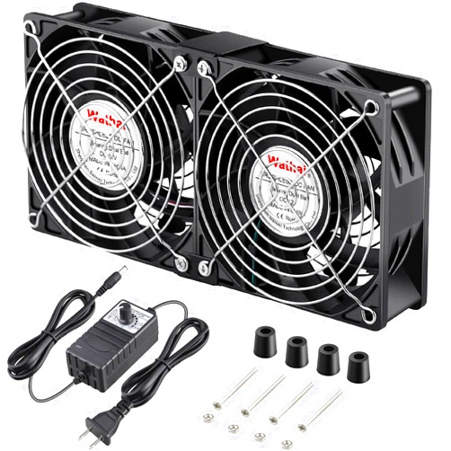 Wathai 120mm 240mm x 38mm Computer Fan with AC Plug, Powerful Big Airflow Variable Speed Controller AC 110V 120V 220V 240V for CPU Mining Rig Machine Chassis Server Workstation Cabinet Cooling