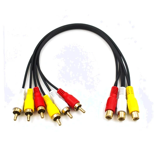 QDiShi RCA Splitter Cable, AV Cable 3 RCA Female to 6 RCA Male Plug Y Splitter Extension Audio/Video Adapter, 30cm/11.8 Inch