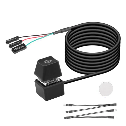 SinLoon Desktop Switch Desktop Computer Power Switch External Remote Start Computer Motherboard Power Switch Button Extension Cord with LED Light