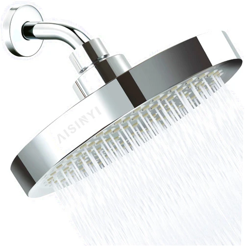 AISINYI High Pressure Rainfall Shower Head, 6 Inches Luxury Modern Showerhead with Perfect Adjustable Replacement, Removable Restrictor, Easy Installation for Your Bathroom Shower Heads(Chrome Plated)