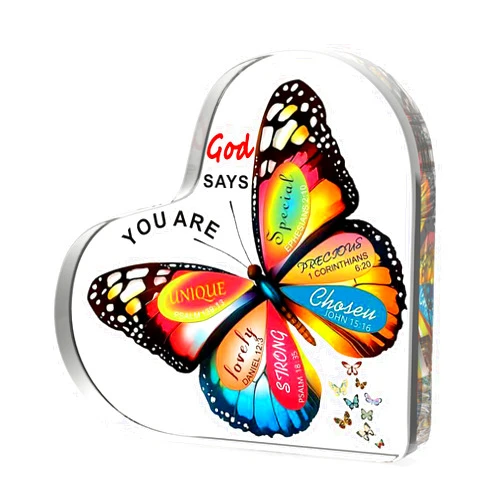 AUKARENY Christian Gifts for Women Men Birthday, Butterfly Inspirational Signs for Mom Sister Coworker, Religious Spiritual Home Decor, Retirement Gifts 4.7x4.7x0.5 inches