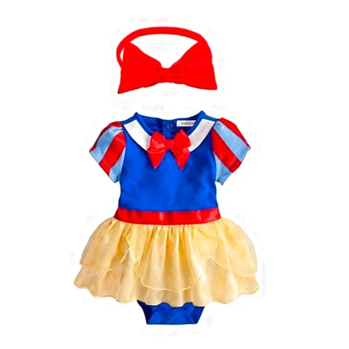 stylesilove.com Baby Girls Snow Princess Romper Dress with Headband 2pcs Halloween Costume Outfit