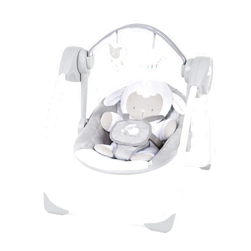 Ingenuity Comfort 2 Go Compact Portable 6-Speed Cushioned Baby Swing with Music, Folds Easy, 0-9 Months 6-20 lbs (Cuddle Lamb)