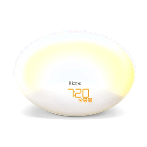 iHome Zenergy Sound Machine with Sunrise Alarm Clock, Built-in Bluetooth Speaker and Night Light, Bedroom Décor Designed for Anxiety Relief Stress White