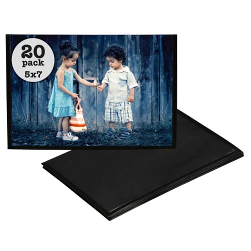 Iconikal 5 x 7 Magnetic Photo Sleeves, Black, 20 Pack