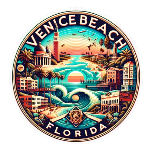 R and R Imports Venice Beach Florida Souvenir Die Cut Flat Magnet 2-Inch
