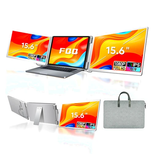 FQQ 15.6” Laptop Screen Extenders for 12-18.5”Laptops, Triple Portable Desktop Monitors 1080P FHD IPS, Compatible with Windows,Surface,MacOS (with Pro Chips/Max Chips & M4 chip), Powered by USB-C & HDMI