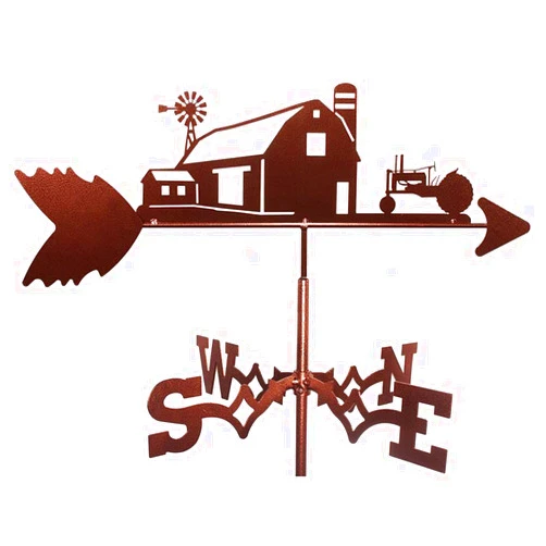 EXmalAia Weathervane,Stainless Steel Metal Weather Vane Garden Weathervane, Houses Shape Retro Farm Scene Garden Stake Wind Direction Indicator Decorative for Garage, Cupola, Barn Xuef